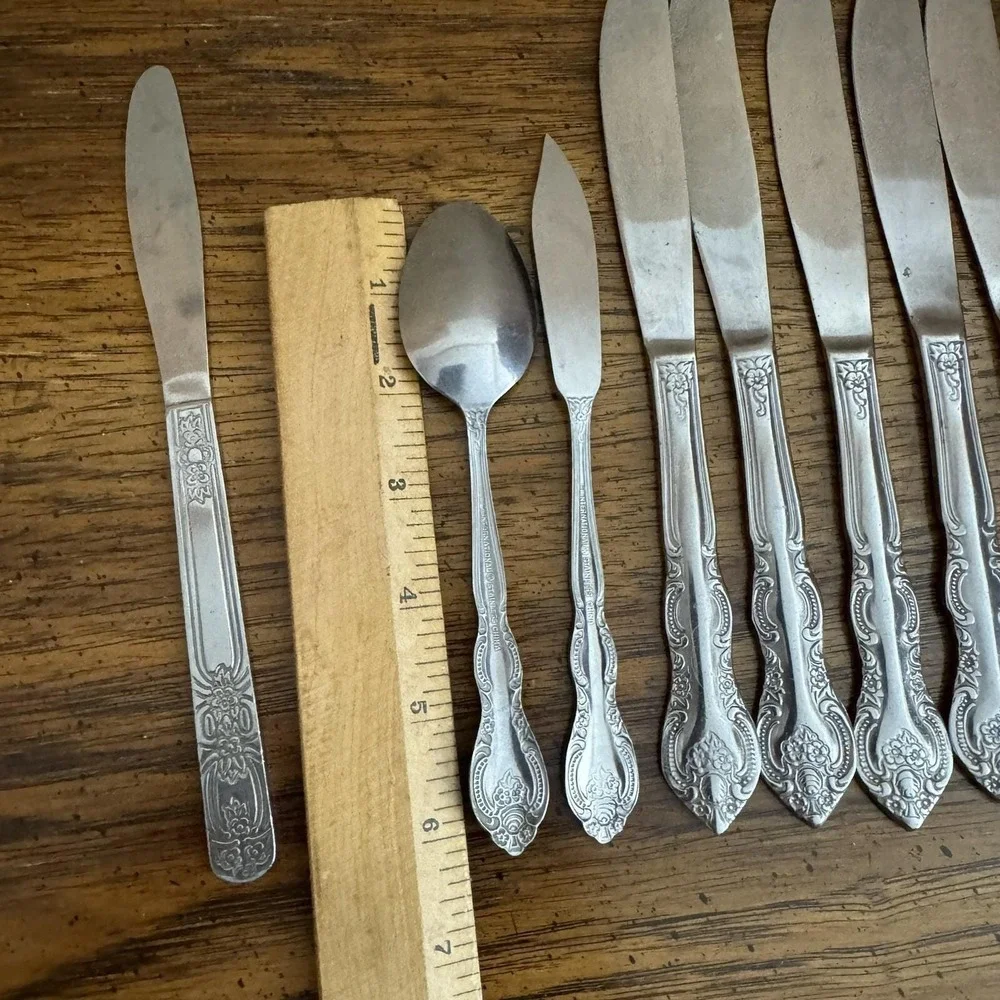 Lot International Stainless China Flatware Dinner‎ Knives Butter Spoon